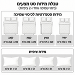 טבלת מידות סט מצעים